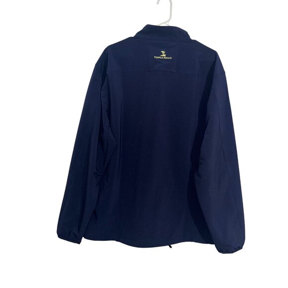 Pebble Beach Navy Blue & Yellow Full-Zip Jacket L Water/Wind Resistant - Picture 7 of 9